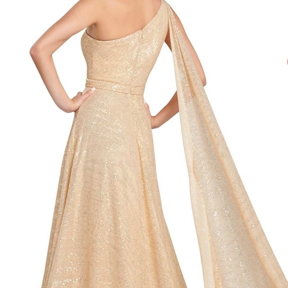 Ellie Wilde for Mon Cherie, Light Gold Shimmering Gown, Size 12.  Prom, Bridal. - Picture 3 of 8